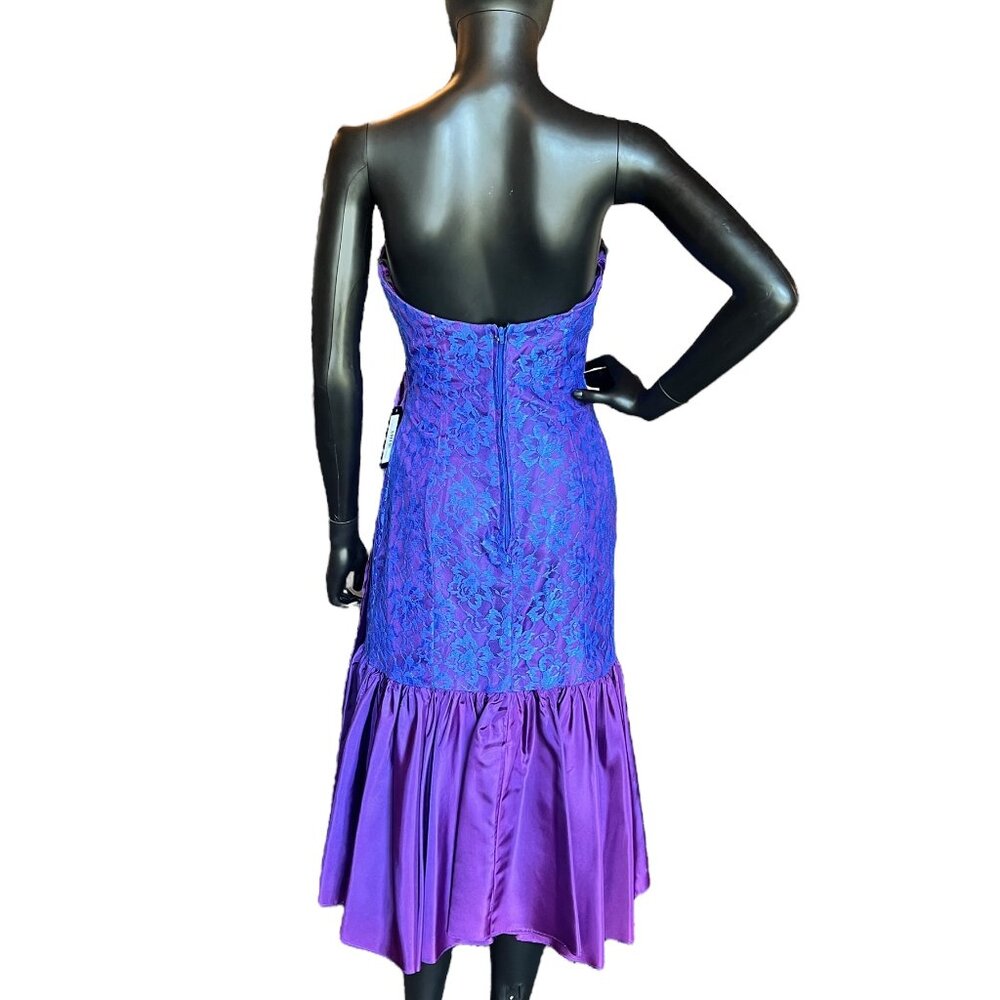 HOMECOMING - Vintage Purple Taffeta and Lace Party Dress - Picture 6 of 7